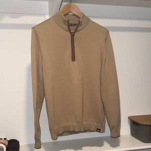 RHONE Men's Half-Zip Sweater in Beige